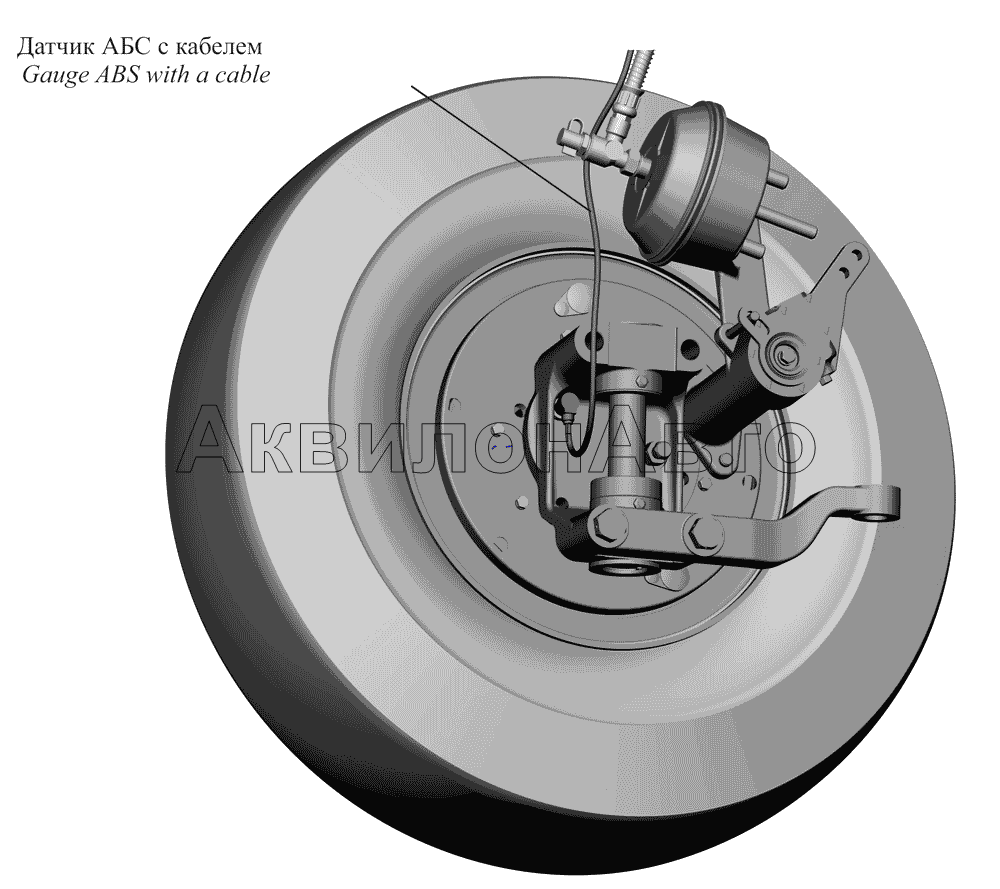 МАЗ-437130 (Зубренок) Установка датчика АБС с кабелем на переднем колесе