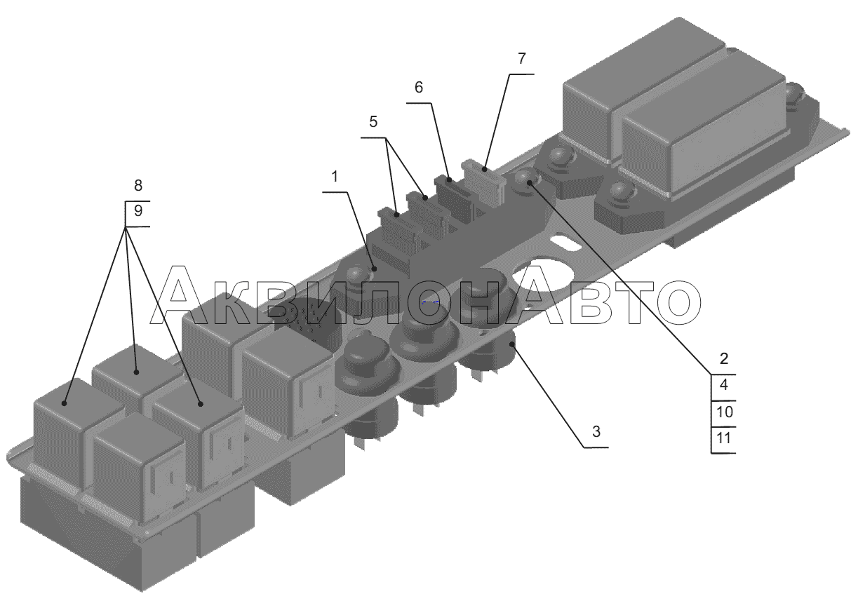 Панель блоков предохранителей и реле МАЗ